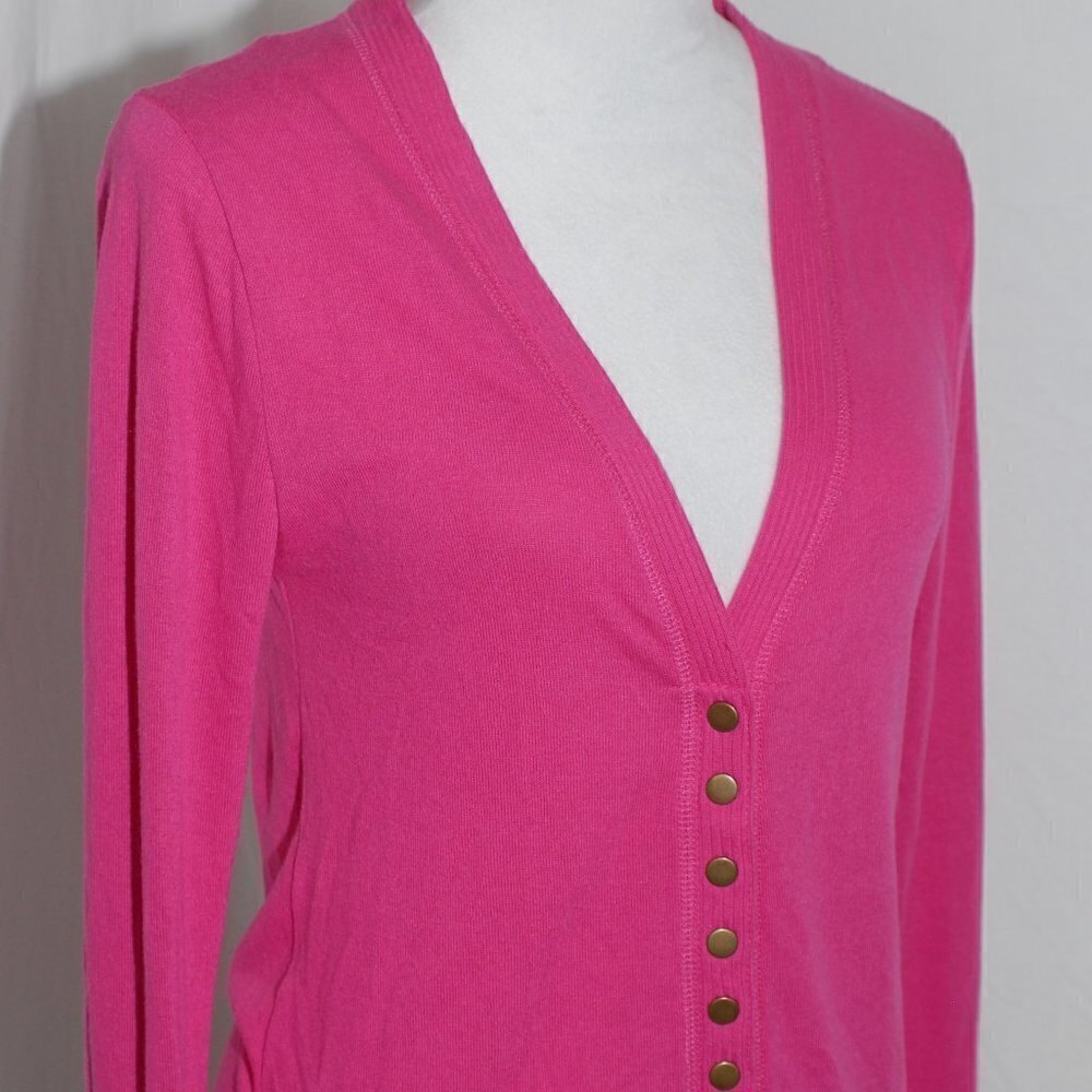 Snaps Button Cardigan Sweater Zenana Outfitters Womens Small Pink Metal